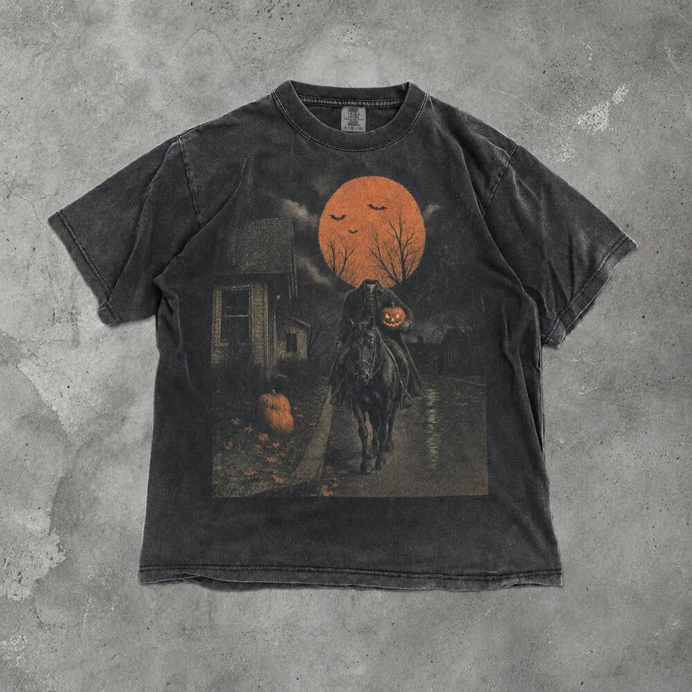 Headless Horseman T-Shirt, Halloween Graphic Tee, Sleepy Hollow Pumpkin Shirt